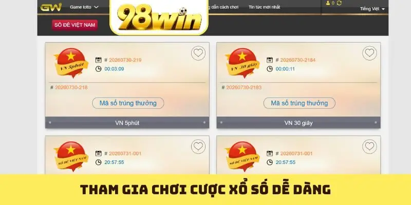 Tham gia chơi cược xổ số dễ dàng